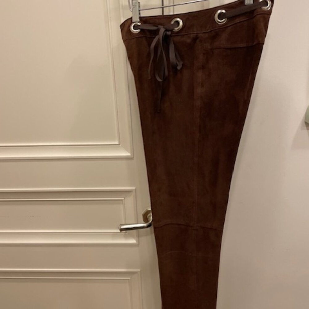 Elements by Vakko Leather Straight-Leg Pants
